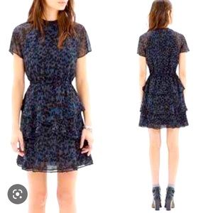 Madewell radiant ruffle tiered dress - muted leopard print SZ 4